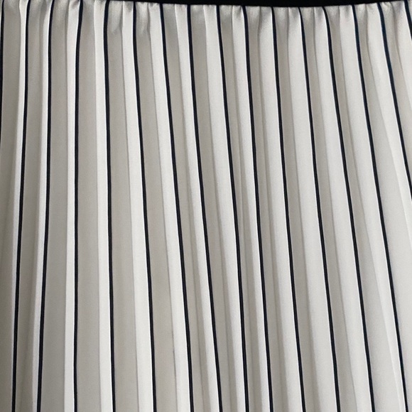 ** SOLD ** Pleated White & Navy Striped Midi Skirt - Picture 7 of 8
